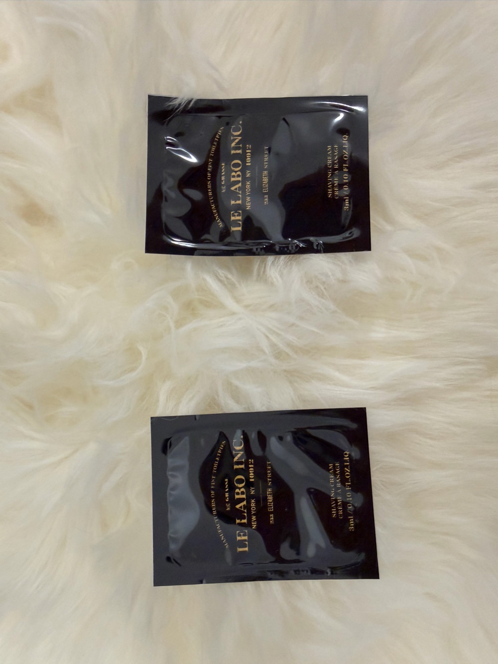 Authentic Le Labo Black Sample Shaving Cream Sachets - Luxe Glossy Packaging